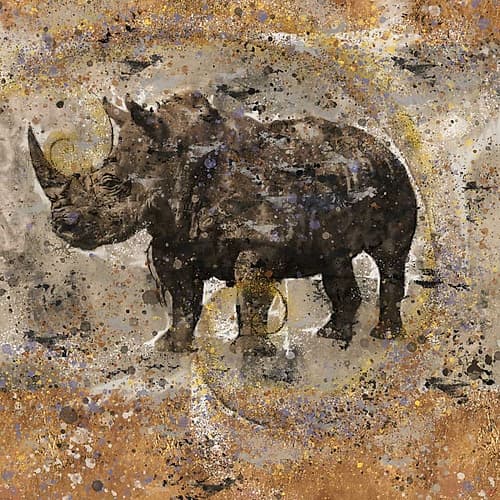 Fibonacci Ocher Rhino Art Print by Marta Wiley