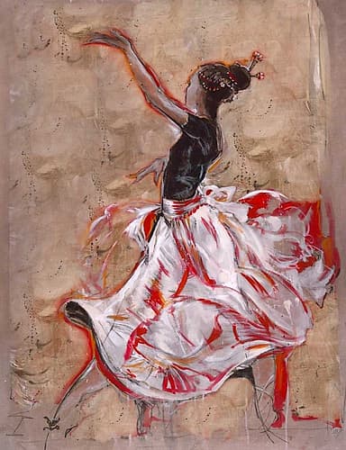 Dancer On Linen Red Art Print