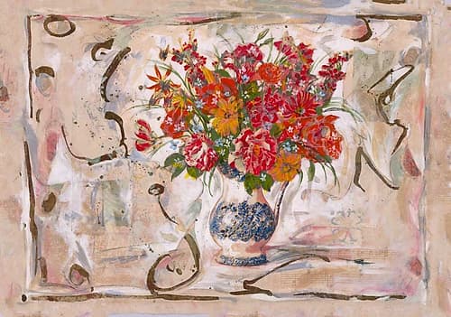 Red Floral Art Print