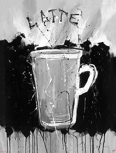 Latte BandW Coffee Print