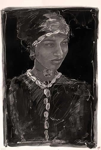 African Style BandW Art Print