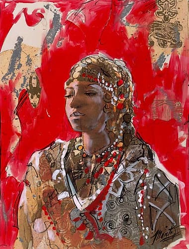 African VII Red-Beige Art Print