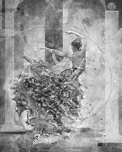 Temple Dancer BAndW Art Print