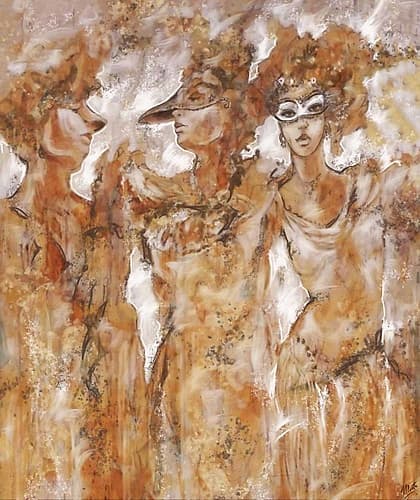 Masked Figures Figurative Print