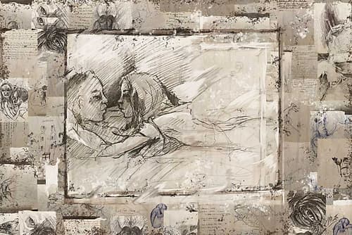 Rebound sketch collage Figurative Print