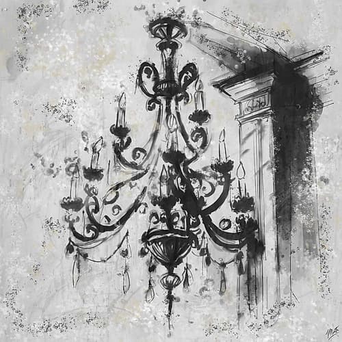 BW Chandelier I Art Print by Marta Wiley