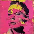 Pink on yellow I Art Print