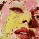 Pink on yellow II Art Print