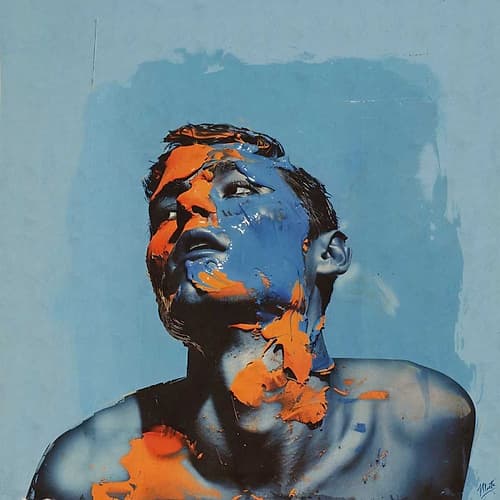 Blue And Orange Collage II Inspirational Print