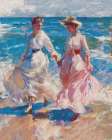 Sisters in Pink Art Print
