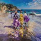Sisters in Purple Art Print
