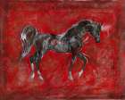 Red And black horse Art Print