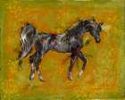 Yellow And black horse Art Print