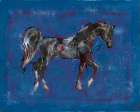 blue And black horse Art Print