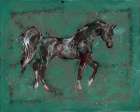 Green And black horse Art Print