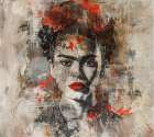 Frida red collage I Art Print