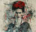 Frida red collage III Art Print