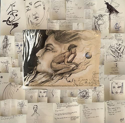 Sketch Collage Silver IIII Inspirational Print