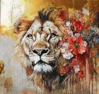 Lion And Flowers I Art Print