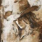 Cowgirl sketch I Art Print