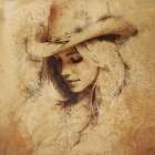 Cowgirl sketch II Art Print