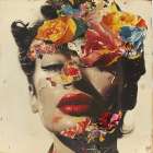 Flowers Face Collage VI Art Print