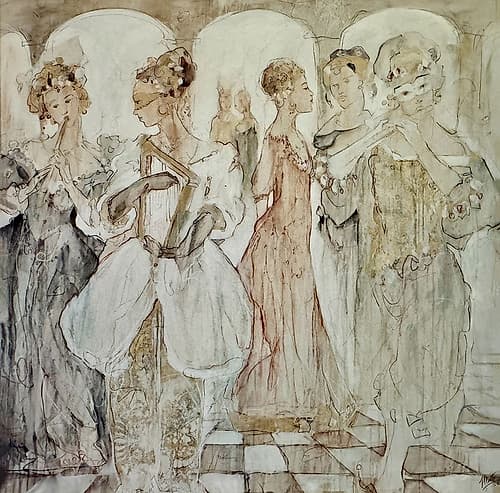 Renaissance square Aquarelle reproduction