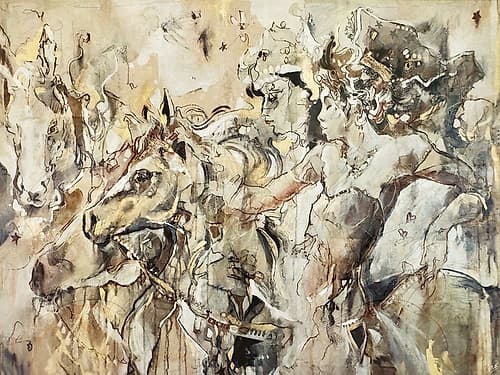 Horse Ride Aquarelle reproduction