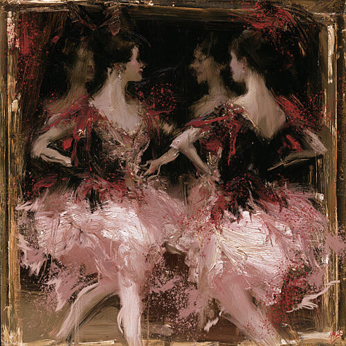 Red Ballerina I Gold Print