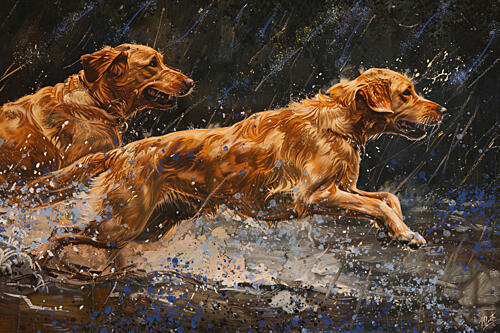 Labs in the Rain II Art Print