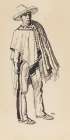 Costume Sketch, Man with Poncho ca 1860 Art Print