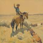 Cowboy On Horseback 1945 Art Print