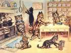Kittens in Kitchen ca 1920 Art Print