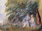 Bertie and Alfie Catching Butterflies 1850 Art Print