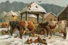 1862 vol. 18 - Farm animals in the snow Art Print