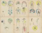 A Collection of Various Kiowa Indian Shield Designs from Ledger Drawings 1904 Art Print