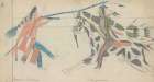 Ledger Drawing of a Cheyenne Warrior Counting Coup on a Dismounted Crow Warrior 1880 Art Print
