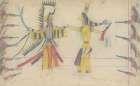 Ledger Drawing of Cheyenne War Chief Making a Truce with a Crow War Chief ca 1880