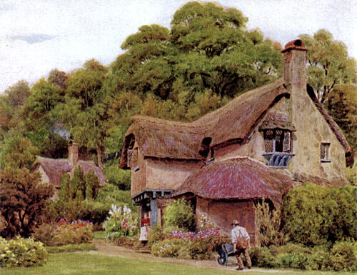 Almshouses, Selworthy Green, Somerset Art Print by Alfred Quinton
