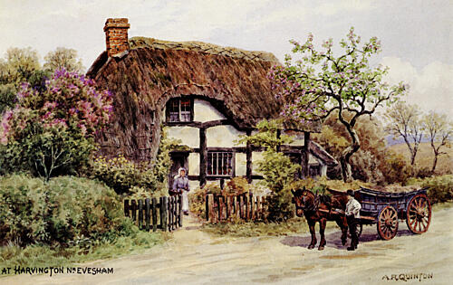 Cottage at Harvington Near Evesham Art Print by Alfred Quinton
