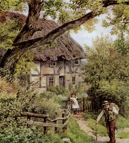 Cottages at Houghton, Sussex Art Print by Alfred Quinton