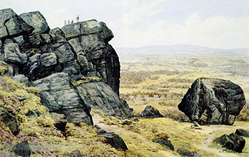 Cow and Calf Rocks, Ilkley, Yorkshire Art Print by Alfred Quinton