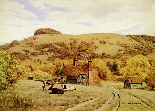 Downland Scene at Chanctonbury Ring, West Sussex Art Print