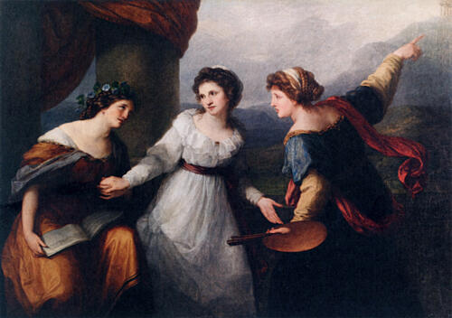 Hesitating Between the Arts of Music and Painting 1791 Art Print by Angelica Kauffman