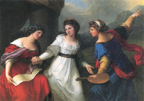Hesitating Between the Arts of Music and Painting 1794 Art Print by Angelica Kauffman