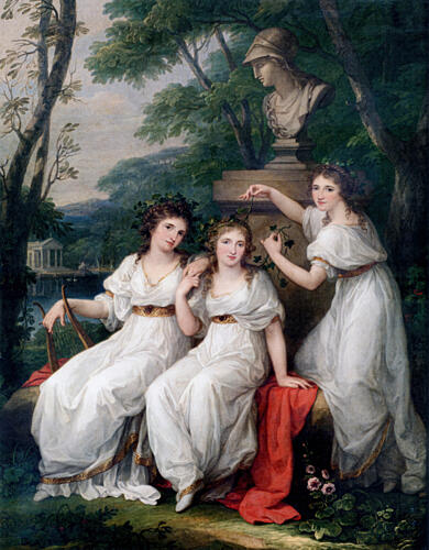 Portrait of the Sisters Frances, Sophia and Susan Coutts 1790-1 Art Print
