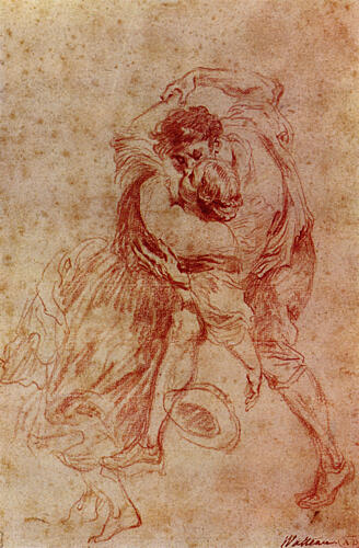 A Couple After Rubens Ca 1708-9 Art Print by Antoine Watteau