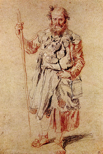 A Pilgrim Ca 1710 Art Print by Antoine Watteau