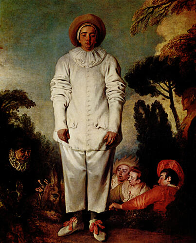 Gilles and Characters from the Commedia DellArte Pierrot Ca 1718-19 Art Print by Antoine Watteau