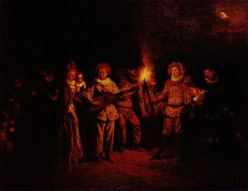 LAmour Au Theatre Italien Ca 1716-18 Art Print by Antoine Watteau